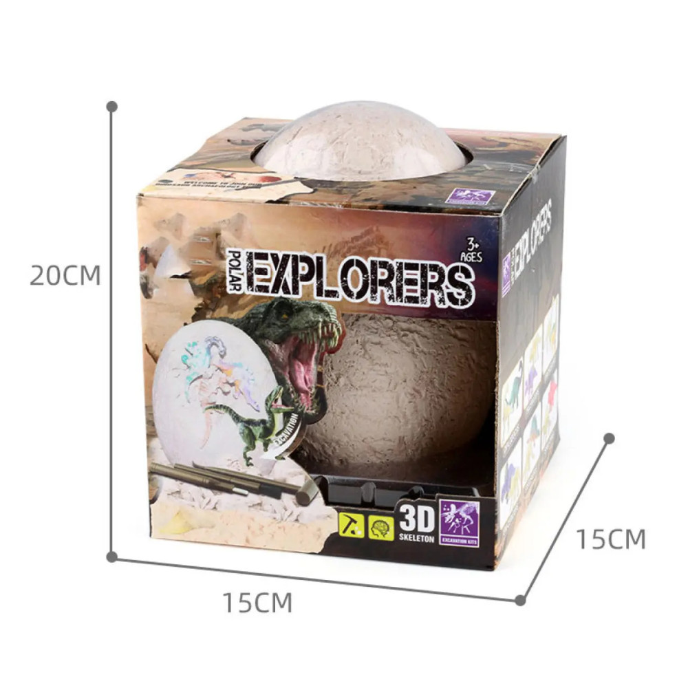 Set mare de arheolog — Ou de dinozaur din ghips cu instrumente și 12 figurine