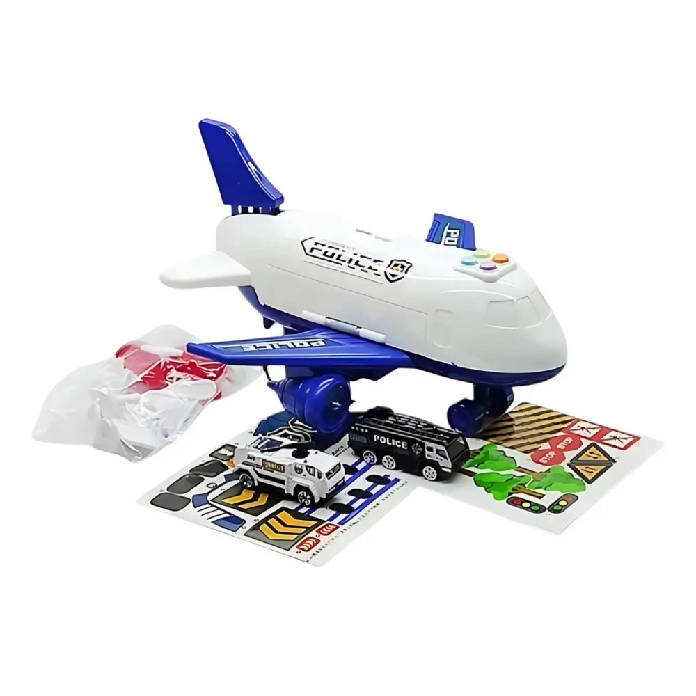 Set de joacă pentru copii avion-parcare de poliție pentru mașinuțe