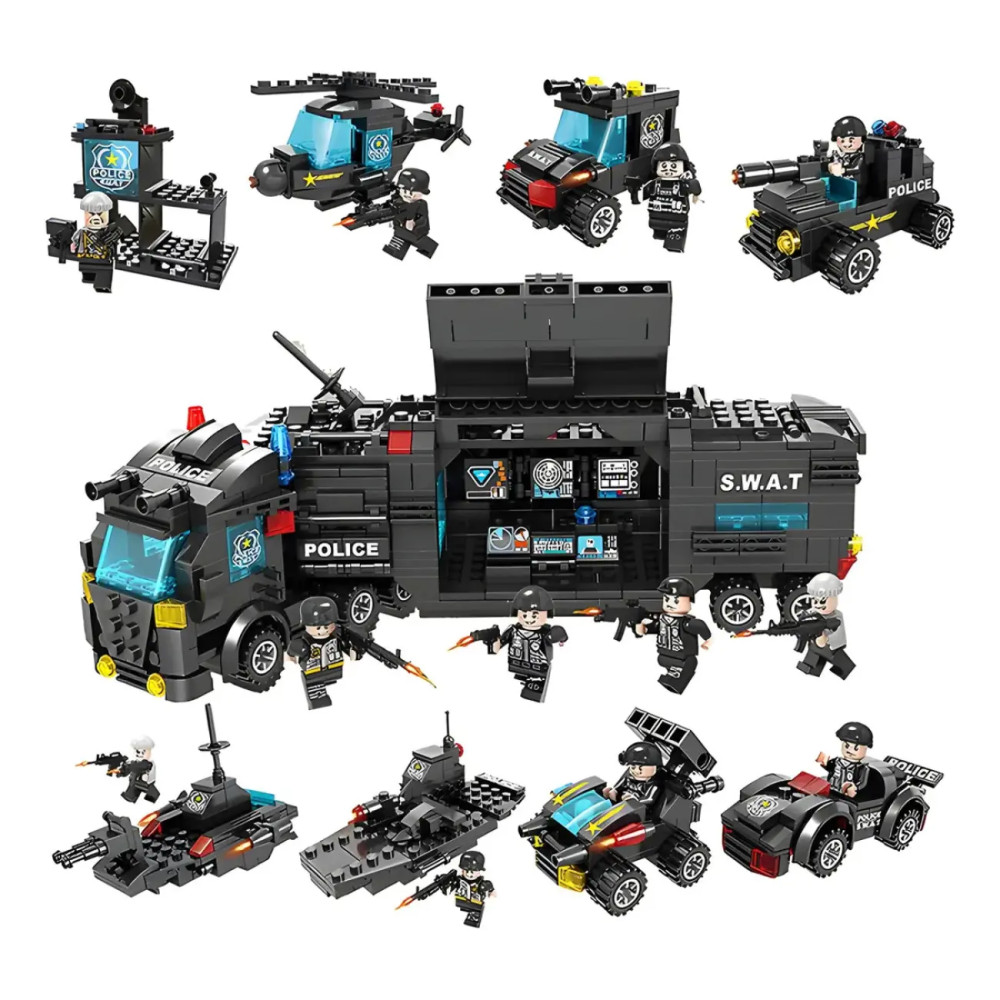 Constructor de poliție articulat 3în1, 903 piese